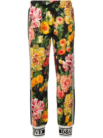 Shop Dolce & Gabbana Floral Print Track Trousers In Yellow