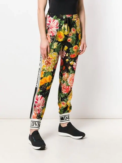 Shop Dolce & Gabbana Floral Print Track Trousers In Yellow