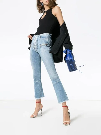 Shop Ben Taverniti Unravel Project Cropped Frayed Jeans In Blue