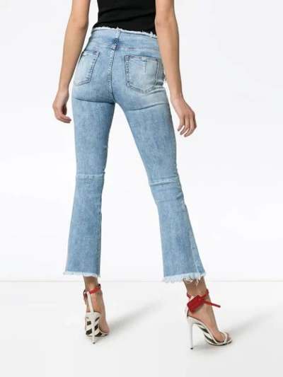 Shop Ben Taverniti Unravel Project Cropped Frayed Jeans In Blue