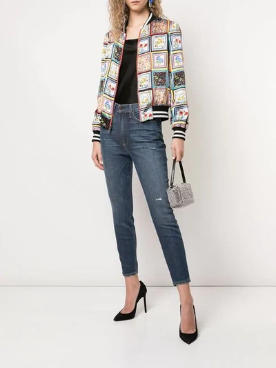 Shop Alice And Olivia Lonnie Reversible Bomber Jacket In Multicolour