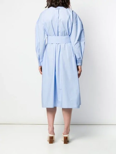 Shop Bottega Veneta Belted Dress In Blue