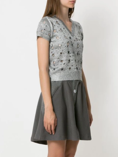 Shop Andrea Bogosian Knitted Top In Grey