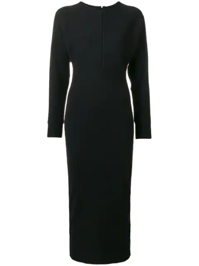 Shop Emilio Pucci Notch Neck Stretch Fitted Dress In Black
