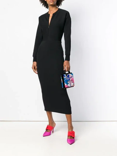 notch neck stretch fitted dress