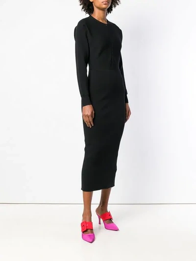 Shop Emilio Pucci Notch Neck Stretch Fitted Dress In Black