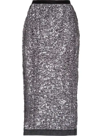Shop Miu Miu Sequined Pencil Skirt In Black