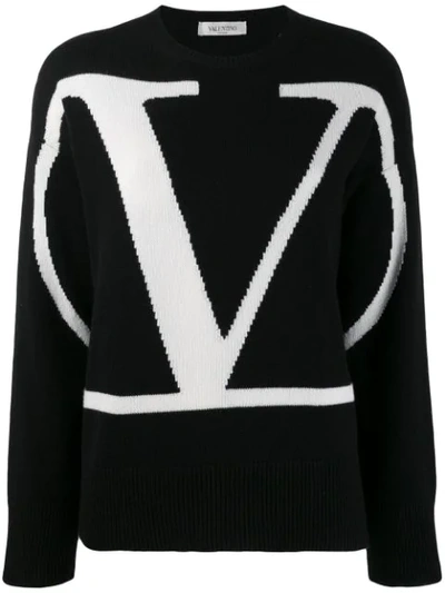 VALENTINO CASHMERE GO LOGO SWEATER - 黑色