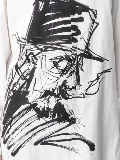 Shop Yohji Yamamoto Oversized Printed Shirt In White