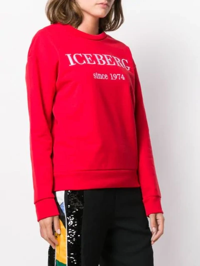 Shop Iceberg Embroidered Logo Sweatshirt In Red