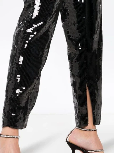 Shop Saint Laurent Sequin Embellished Slim Leg Trousers - Black