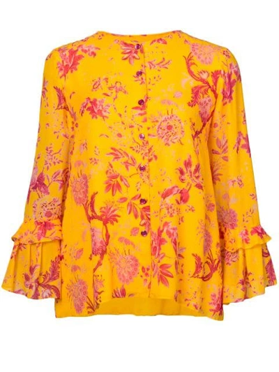 Shop Carolina Herrera Floral Print Blouse - Yellow