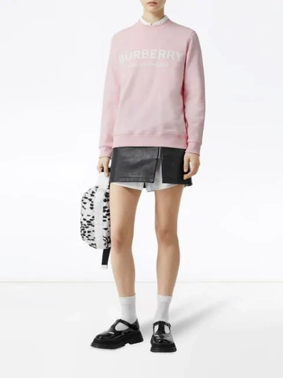 Shop Burberry Logo Print Cotton Sweatshirt In Pink