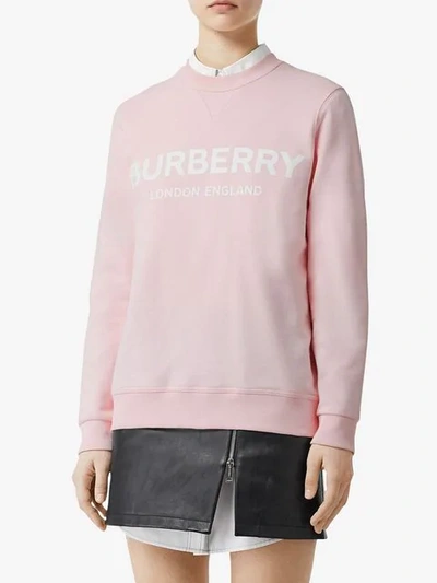 Shop Burberry Logo Print Cotton Sweatshirt In Pink