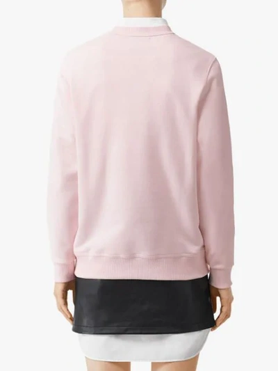 Shop Burberry Logo Print Cotton Sweatshirt In Pink