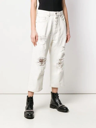 Shop Ben Taverniti Unravel Project Distressed Cropped Jeans In 0100 White