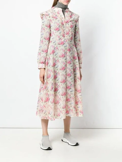 knitted roll-neck floral dress