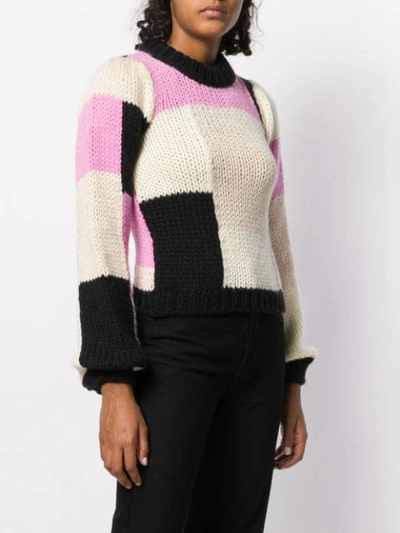 Shop Ganni Colour Block Jumper In Pink