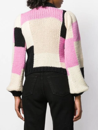 Shop Ganni Colour Block Jumper In Pink