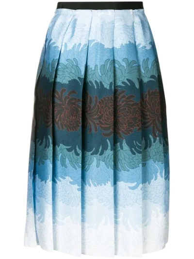 Shop Marco De Vincenzo Floral Pleated Skirt - Blue
