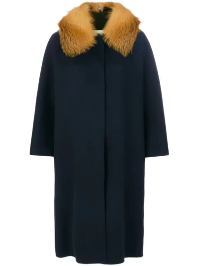 Shop Ava Adore Fur Trimmed Cape Coat - Blue