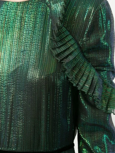 Shop Huishan Zhang Metallic Ruffled Dress In Green