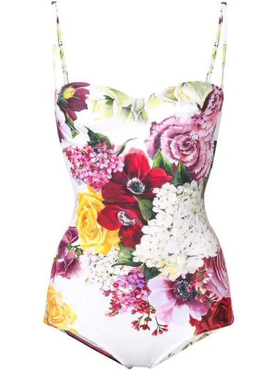 Shop Dolce & Gabbana Floral One-piece In White