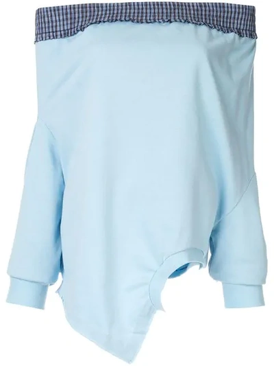Shop Ground Zero Sweatshirt Mit Tiefen Schultern In Blue