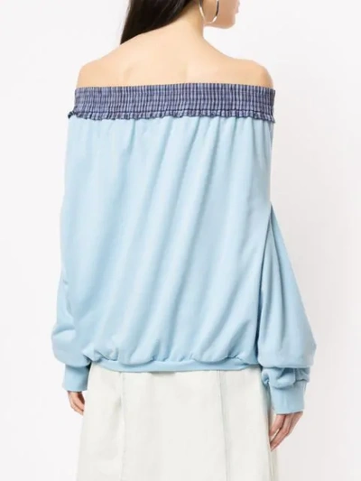 Shop Ground Zero Sweatshirt Mit Tiefen Schultern In Blue