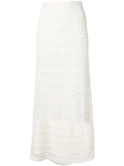 Shop Theory Crochet-knit High-waist Skirt In White