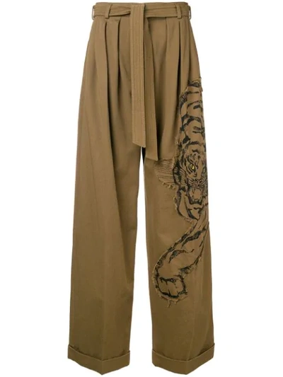 Shop Valentino Tiger Re-edition Trousers - Green