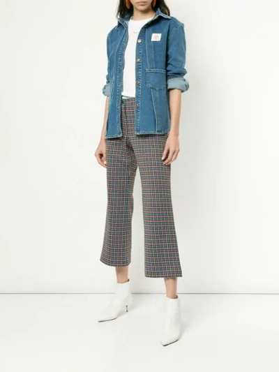 Shop Aalto Flared Cropped Trousers In Multicolour