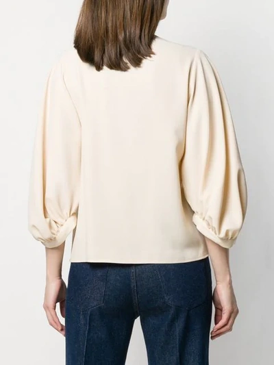 Shop See By Chloé Pleated Flare Blouse In Neutrals