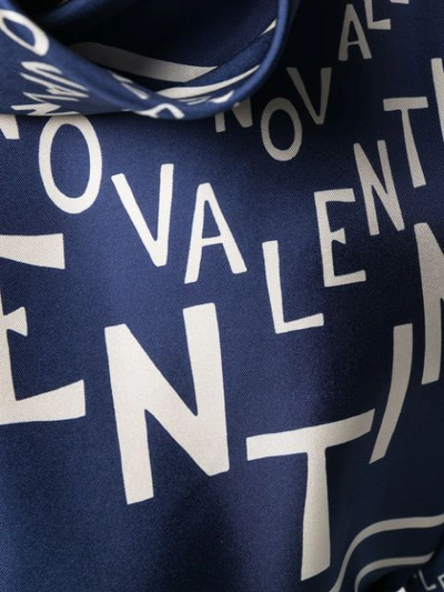 Shop Valentino Logo Print Loose Blouse In Blue