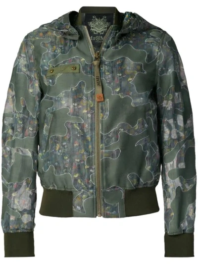 Shop Mr & Mrs Italy Camouflage Print Bomber Jacket In Green