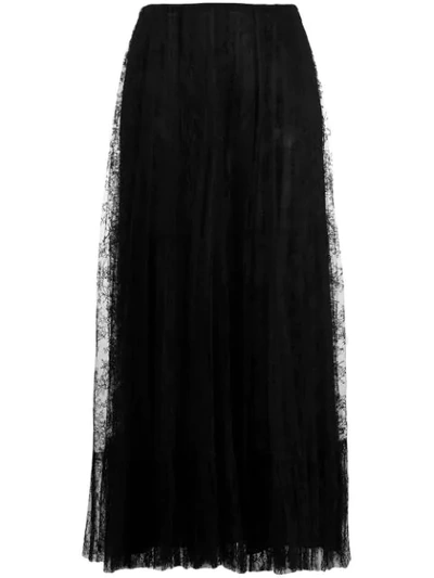 Shop Valentino Lace Midi Skirt In Black