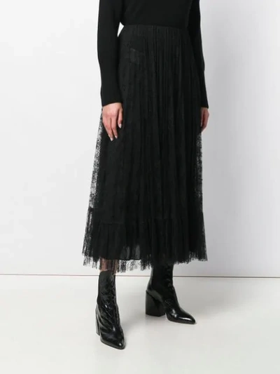Shop Valentino Lace Midi Skirt In Black