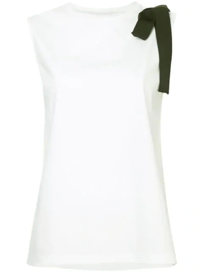 Shop Le Ciel Bleu Bow-detail Vest Top - White