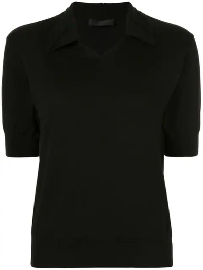 Shop Anteprima Spread Collar Knitted Top In Black