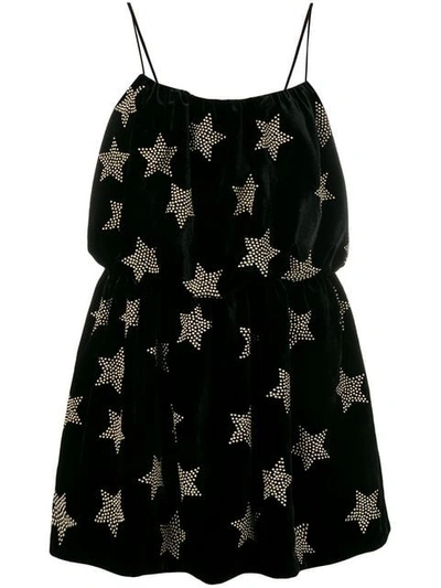 Saint Laurent Star Embellished Mini Dress - Black | ModeSens