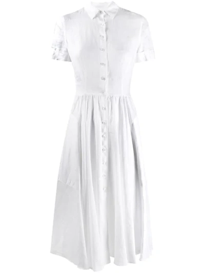 Shop Aspesi Flared Shirt Dress - White