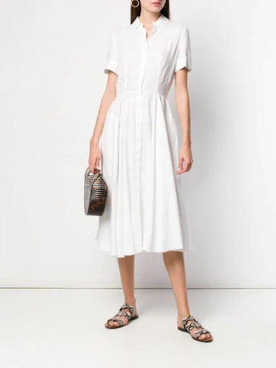 Shop Aspesi Flared Shirt Dress - White