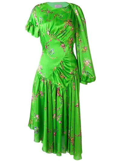 Shop Preen By Thornton Bregazzi Floral Flared Dress In Green