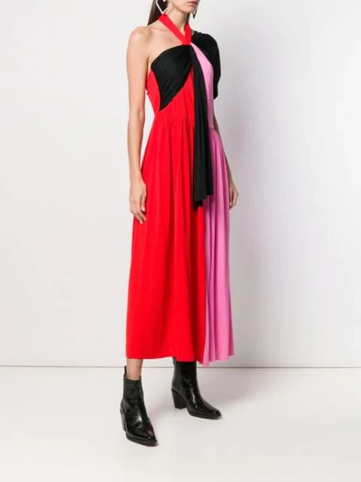 Shop Msgm Colour Block Jumpsuit In Red