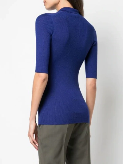 Shop Prada Half-zip Knitted Top In Blue
