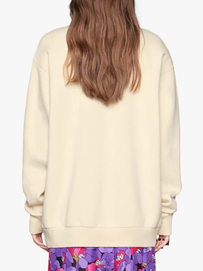 Shop Gucci Cities Sweatshirt With Sequin Panther In White