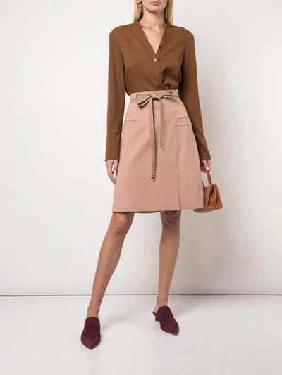 Shop Tibi Chalky Draped Blouse In Brown