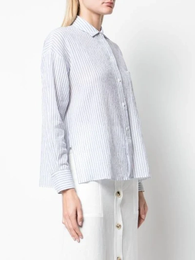 Shop Vince Tailored Pinstripe Shirt In Blue
