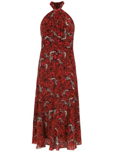 Shop Andrea Marques Printed Silk Dress In Red