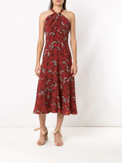 Shop Andrea Marques Printed Silk Dress In Red